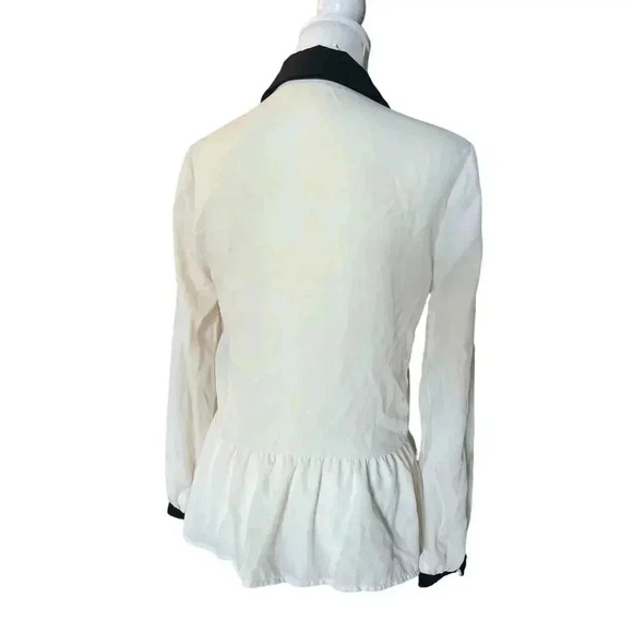 ONE CLOTHING sheer cream black trim blouse womens size small colquette - Picture 6 of 8